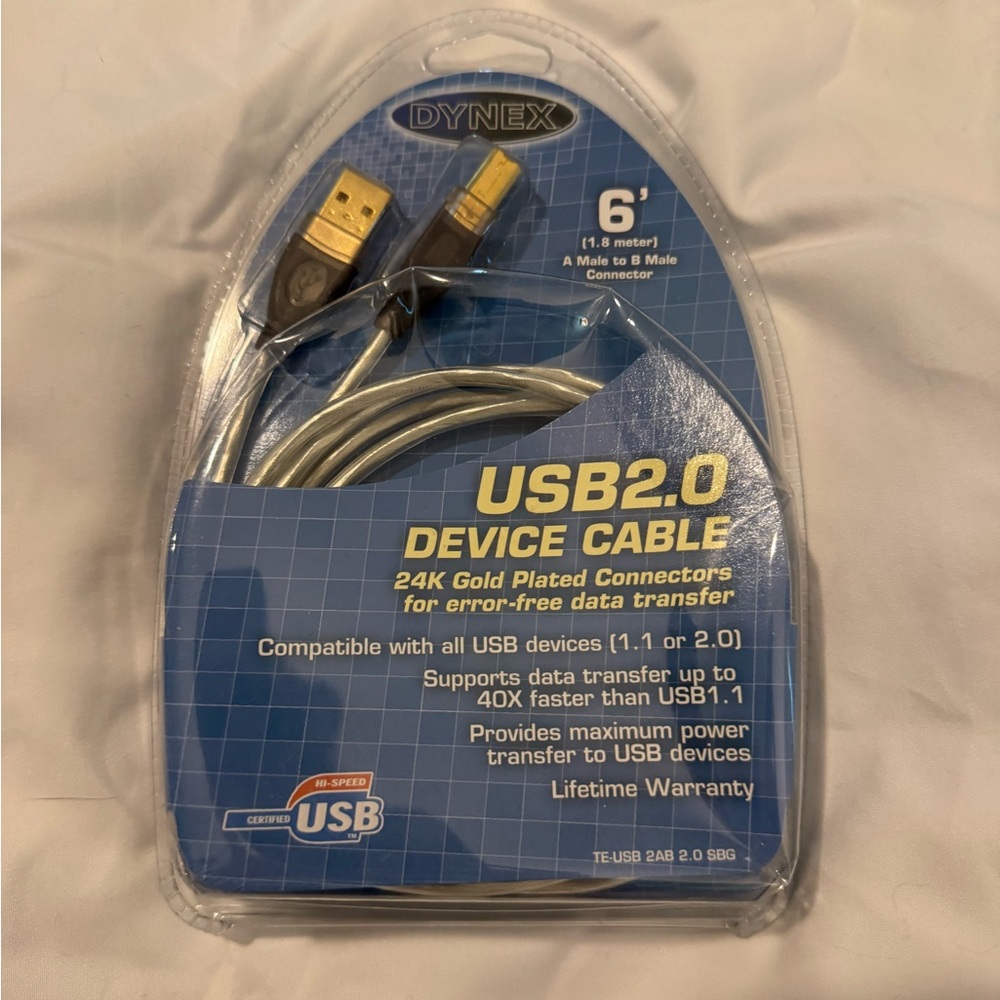Dynex USB 2.0 Device Cable - Gold and Silver